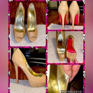 ✨OPEN TOE, TAN PUMPS✨